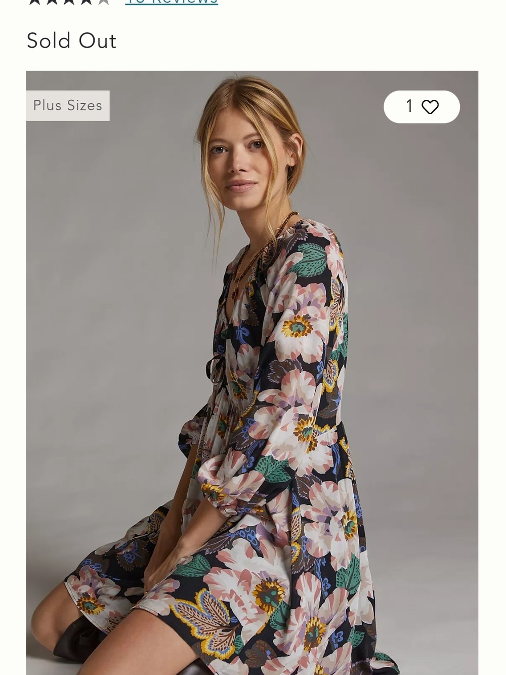 Anthropologie Tiered V-Neck Tunic Dress Size Small Petite Floral